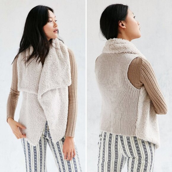 BB Dakota Rennie Faux Fur Knit Back Open Vest - Picture 1 of 12